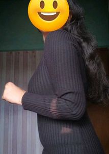 Black Ribbed Knit Dress