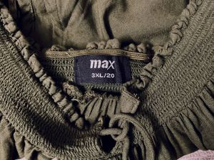 MAX - Olive Embroidered Peasant Top