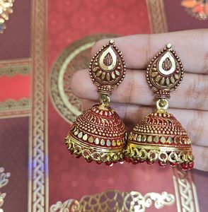 Red And Gold Plated Light Weight Earrings 😍❤️