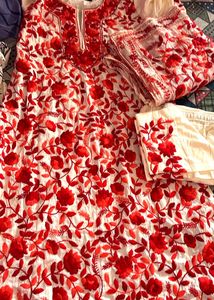 Red Embroidered Suit Set