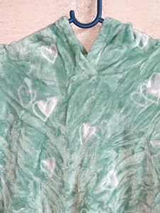 PLUS SIZE Fleece Upper Long Hoodie Night Wear