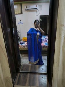 Solid Blue Saree