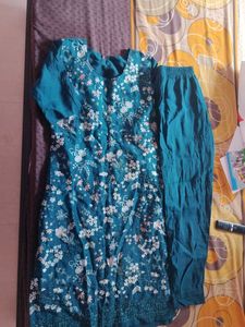 Teal Embroidered Kurti