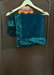 Bottle Green Unstitched Lehanga.