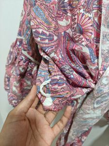 Paisley Print Tie-Front Top