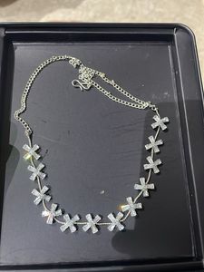 Silver Crystal Flower Necklace