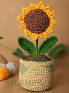 Crochet Sunflower Pot