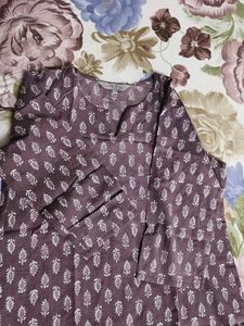 Women Mauve Cotton Striped Night Suit