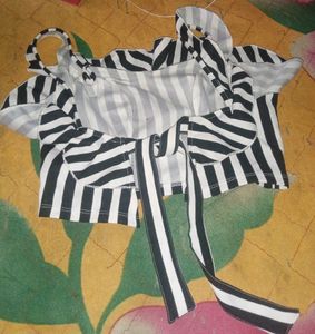 Striped Women Black Top