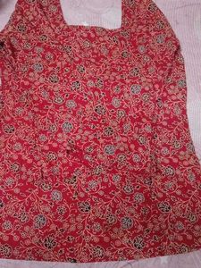 deep back red short kurti