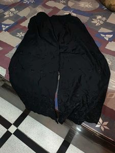 Black Embroidered Wide Leg Pants