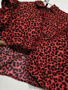 Red Tiger Print Top For Women