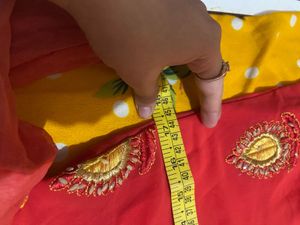 Elegant Red Embroidered Kurta &amp; palazzo