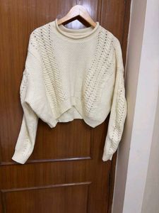 Cream Knit Cropped Sweater