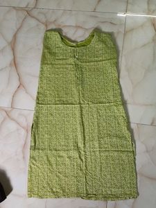 Vintage Lime Green Print Dress