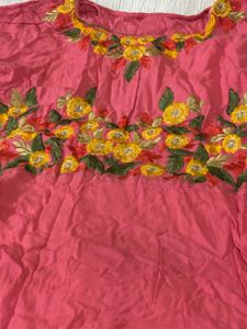 Embroidered Coral Maxi Dress