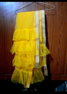 Orange Ruffle Dupatta