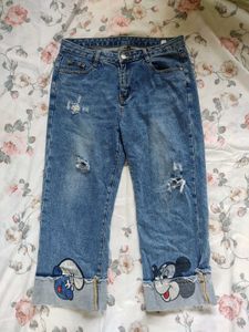 Tie Dye Halter Top &amp; Cartoon Jeans