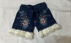 Denim Flower Shorts
