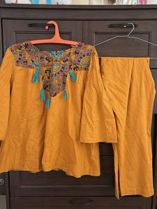 Ethnic Style Mustard Tunic & Pants