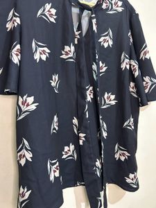 Elegant Floral Print Tie Neck Top