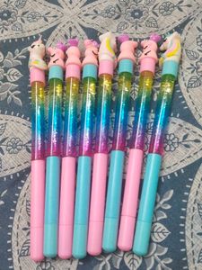 Set Of 8 Glitter Water Filled Pens