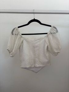 White Puff Sleeve Crop Top