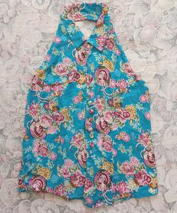 Floral Halter collared Top