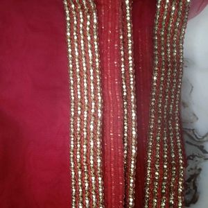 Embroidered Maroon net saree