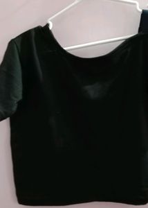 shimmery Bag and Black Crop top Combo