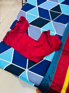 Traditional Indian Sari - Red &amp; Teal