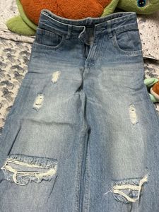 Wide Leg Distressed Jeans