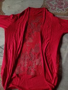 Red Crochet Cardigan
