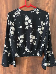 V Neck Crop Blouse