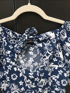 Blue Puff Sleeves Crop Top