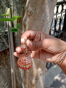 Red Jhumka Earrings