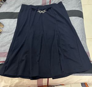 Navy Blue Knee Length Skirt