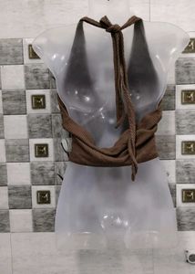 Brown Halter Neck Crop Top