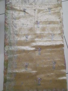 Cream Zardosi Work Saree
