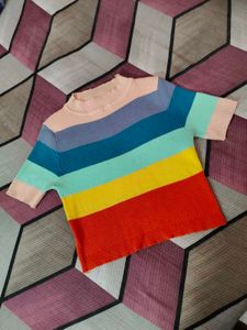 Rainbow Striped Knit Top