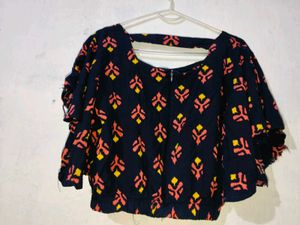 Stylish Printed butterfly sleeves Top