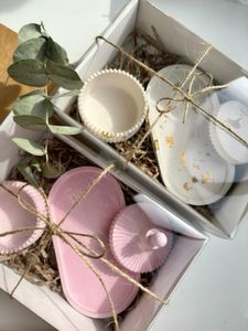 Ribbed Jar With Tray Pink Set