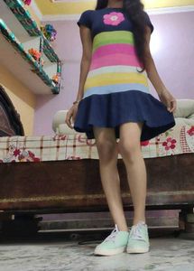 Colorful Striped Ruffle Dress
