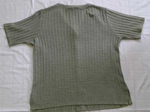 V-neck Olive Green Cardigan Sweater