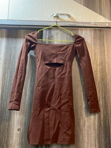 Brown Cutout Mini Dress