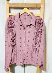 Cute Tan colour Eyelet Shirt size-38
