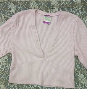 Knit Pink Crop Sweater Top