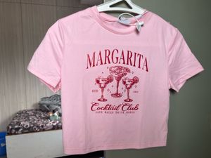Pink cotton crop tee