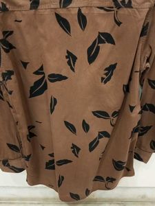 Brown Leaf Print Shirt