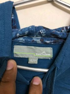 Free Form Blue Long Sleeve Hoodie